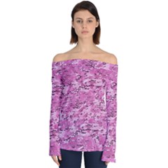 Pink Camouflage Army Military Girl Off Shoulder Long Sleeve Top by snek