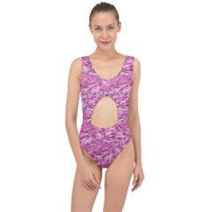 Pink Camouflage Army Military Girl Center Cut Out Swimsuit by snek