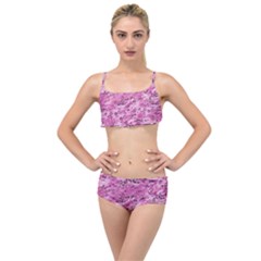 Pink Camouflage Army Military Girl Layered Top Bikini Set by snek