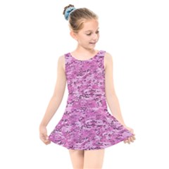 Pink Camouflage Army Military Girl Kids  Skater Dress Swimsuit by snek