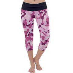 Standard Violet Pink Camouflage Army Military Girl Capri Yoga Leggings by snek