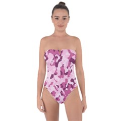 Standard Violet Pink Camouflage Army Military Girl Tie Back One Piece Swimsuit by snek