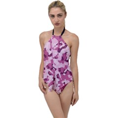 Standard Violet Pink Camouflage Army Military Girl Go With The Flow One Piece Swimsuit by snek