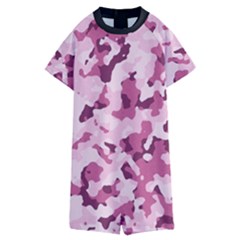 Standard Violet Pink Camouflage Army Military Girl Kids  Boyleg Half Suit Swimwear by snek