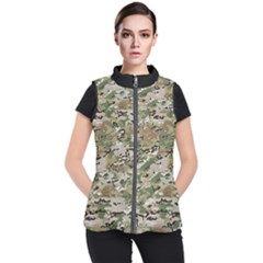 Wood Camouflage Military Army Green Khaki Pattern Women s Puffer Vest by snek