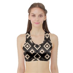 Native American Pattern Sports Bra With Border by Valentinaart