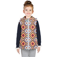 Native American Pattern Kids  Hooded Puffer Vest by Valentinaart