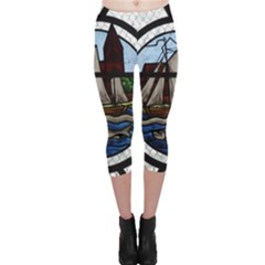 Window Image Stained Glass Capri Leggings  by Pakrebo