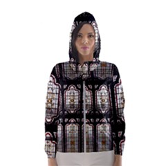 Stained Glass Window Repeat Hooded Windbreaker (women) by Pakrebo