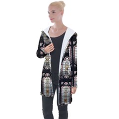 Stained Glass Window Repeat Longline Hooded Cardigan by Pakrebo