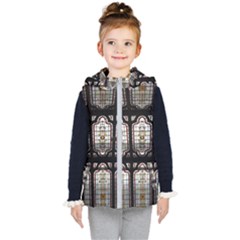Stained Glass Window Repeat Kids  Hooded Puffer Vest by Pakrebo