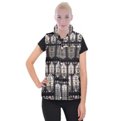 Stained Glass Window Repeat Women s Button Up Vest by Pakrebo