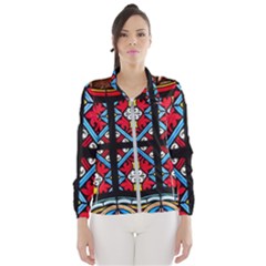 Stained Glass Window Colorful Color Windbreaker (women) by Pakrebo