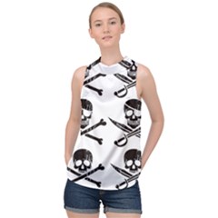 Bone Skull High Neck Satin Top by Alisyart