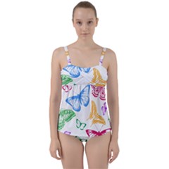 Butterfly Rainbow Twist Front Tankini Set by Alisyart