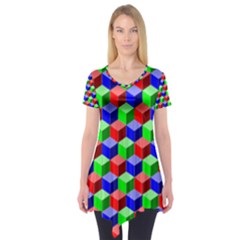 Colorful Prismatic Rainbow Short Sleeve Tunic  by Alisyart