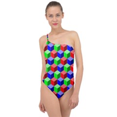 Colorful Prismatic Rainbow Classic One Shoulder Swimsuit by Alisyart