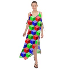 Colorful Prismatic Rainbow Maxi Chiffon Cover Up Dress by Alisyart