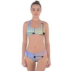 Construction Rectangle Steel Metal Criss Cross Bikini Set by Pakrebo