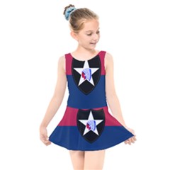 Flag Of United States Army 2nd Infantry Division Kids  Skater Dress Swimsuit by abbeyz71