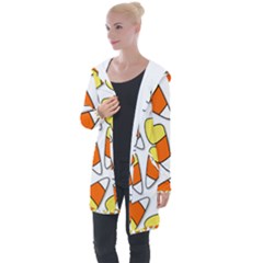 Candy Corn Halloween Candy Candies Longline Hooded Cardigan by Pakrebo