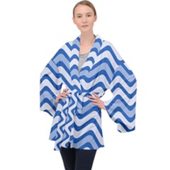 Waves Wavy Lines Pattern Velvet Kimono Robe by Alisyart