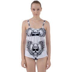 Human Skull Symbolism Twist Front Tankini Set by Alisyart