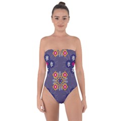 Morocco Tile Traditional Marrakech Tie Back One Piece Swimsuit by Alisyart