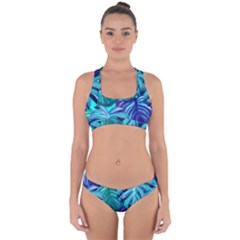 Leaves Tropical Palma Jungle Cross Back Hipster Bikini Set by Alisyart