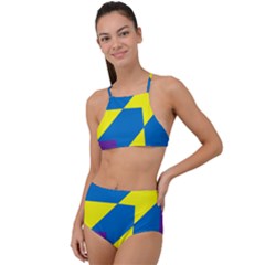 Colorful Red Yellow Blue Purple High Waist Tankini Set by Mariart