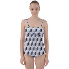 Cube Isometric Twist Front Tankini Set by Mariart
