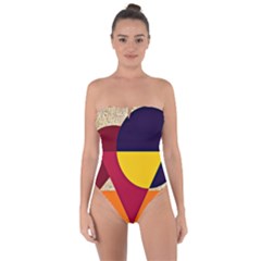 Circle Half Circle Colorful Tie Back One Piece Swimsuit by Mariart