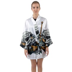 Horror Skeleton Material Long Sleeve Kimono Robe by AnjaniArt