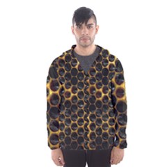 Hexagon Honeycomb Grid Pattern Hooded Windbreaker (men) by AnjaniArt