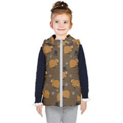 Groundhog Day Pattern Kids  Hooded Puffer Vest by Valentinaart