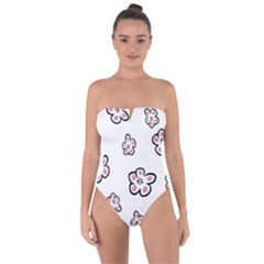 Plum Seamless Flower Tie Back One Piece Swimsuit by Mariart