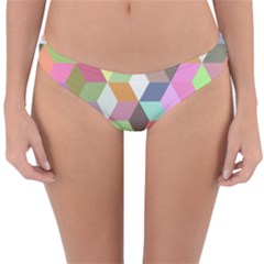 Mosaic Background Cube Pattern Reversible Hipster Bikini Bottoms by AnjaniArt
