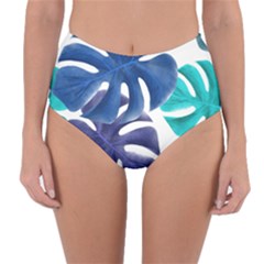 Leaves Tropical Blue Green Nature Reversible High-waist Bikini Bottoms by Alisyart