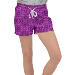 Purple Triangle Pattern Women s Velour Lounge Shorts by Alisyart