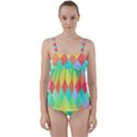 Low Poly Triangles Twist Front Tankini Set View1