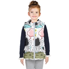 Sketch Cute Child Funny Kids  Hooded Puffer Vest by Pakrebo