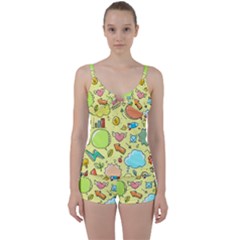 Cute Sketch Child Graphic Funny Tie Front Two Piece Tankini by Pakrebo