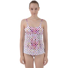 Square Pattern Background Repeat Twist Front Tankini Set by AnjaniArt