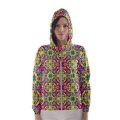 Triangle Mosaic Pattern Repeating Hooded Windbreaker (women) by Mariart