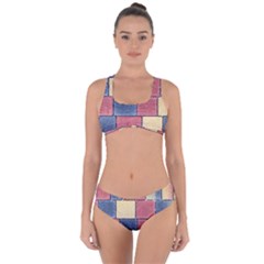 Model Mosaic Wallpaper Texture Criss Cross Bikini Set by Pakrebo