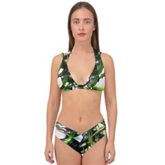 Fractal Green Trumpet Trump Double Strap Halter Bikini Set by Pakrebo