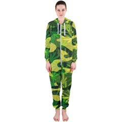 Marijuana Camouflage Cannabis Drug Hooded Jumpsuit (ladies)  by Pakrebo