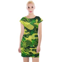 Marijuana Camouflage Cannabis Drug Cap Sleeve Bodycon Dress by Pakrebo