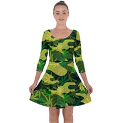 Marijuana Camouflage Cannabis Drug Quarter Sleeve Skater Dress by Pakrebo