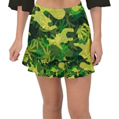 Marijuana Camouflage Cannabis Drug Fishtail Mini Chiffon Skirt by Pakrebo
